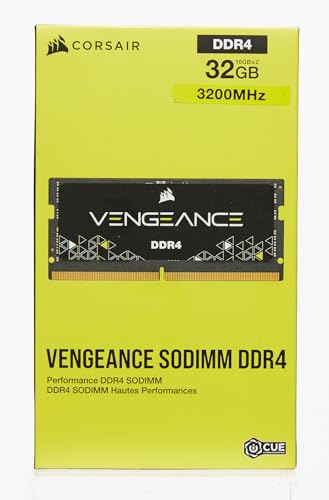 Corsair Vengeance Performance SODIMM Memory 32GB (2x16GB) DDR4 3200MHz CL22 Unbuffered for 8th Generation or Newer Intel Core™ i7, and AMD Ryzen 4000 Series Notebooks