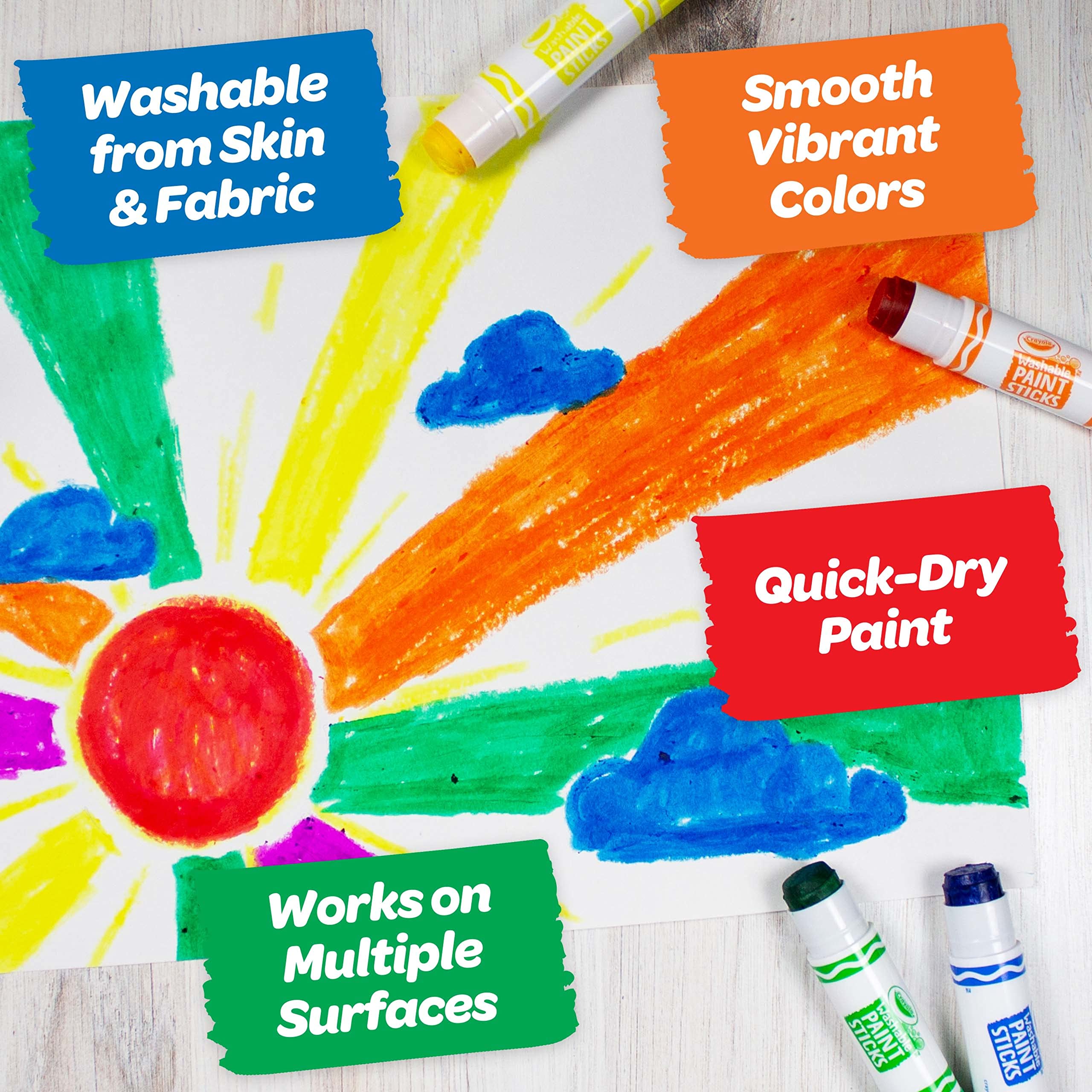 Washable Paint Sticks, No Water Required, Paint Set for Kids, Art Supplies, 6 Count