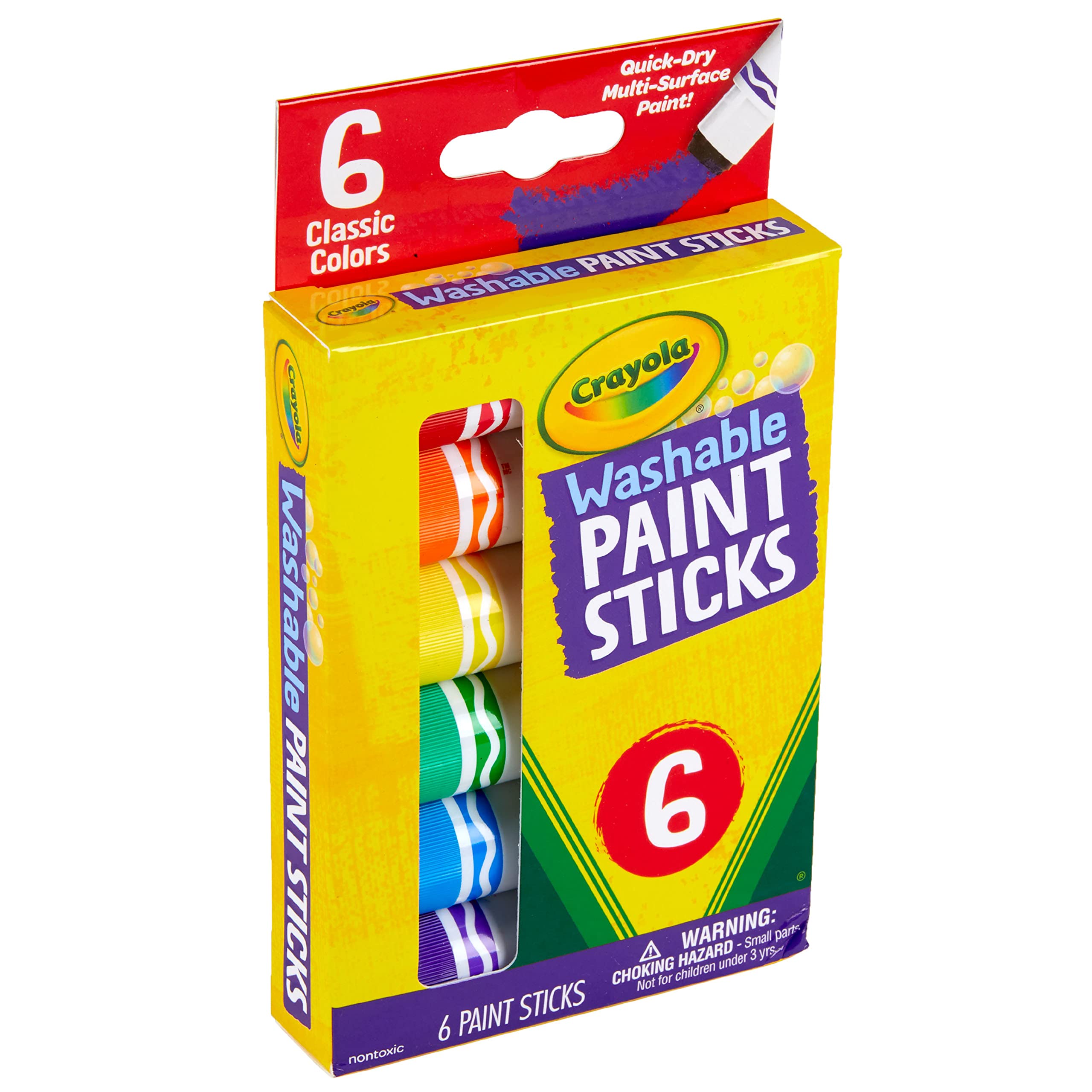 Washable Paint Sticks, No Water Required, Paint Set for Kids, Art Supplies, 6 Count