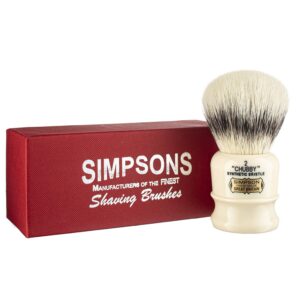 Chubby Shaving Brush- Simpson Shaving Brushes - Faux Ivory Handle (Chubby 2 Synthetic)