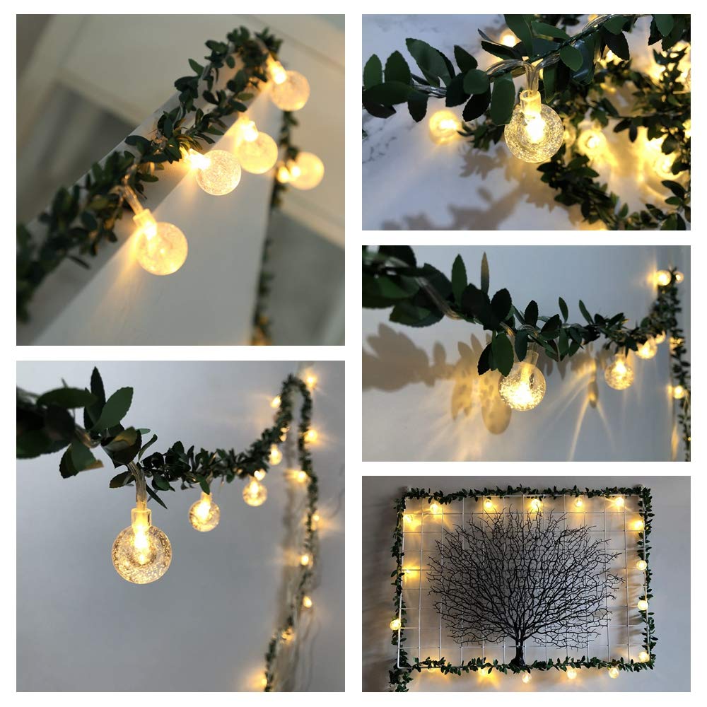 SZWTC 33ft 80 LEDs Globe String Lights Battery Operated, Fairy Lights Waterproof 8 Modes with Remote Control for Home, Party, Christmas, Wedding, Patio, Garden Decoration (Warm White)