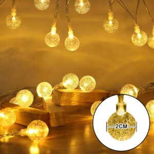 SZWTC 33ft 80 LEDs Globe String Lights Battery Operated, Fairy Lights Waterproof 8 Modes with Remote Control for Home, Party, Christmas, Wedding, Patio, Garden Decoration (Warm White)