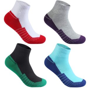 Begrily Cotton Socks for Men Low Cut, Max Cushion Thick Athletic Ankle Mens Sock for Hiking Running Sport Work 6 Pack Color Assorted Size 6-12