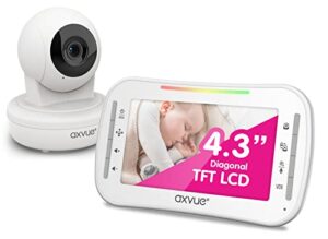 video baby monitor with 4.3" display & remote pan tilt camera, auto night vision & temperature display,1000ft long range, 2-way audio talk,12 hours battery, power saving mode, vox, zoom in, no wifi