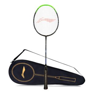li-ning g-force superlite 3500 carbon-fiber strung badminton racquet with free full cover (black/green)