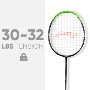 Li-Ning G-Force Superlite 3500 Carbon-Fiber Strung Badminton Racquet with Free Full Cover (Black/Green)