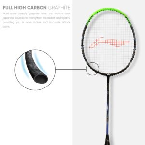 Li-Ning G-Force Superlite 3500 Carbon-Fiber Strung Badminton Racquet with Free Full Cover (Black/Green)