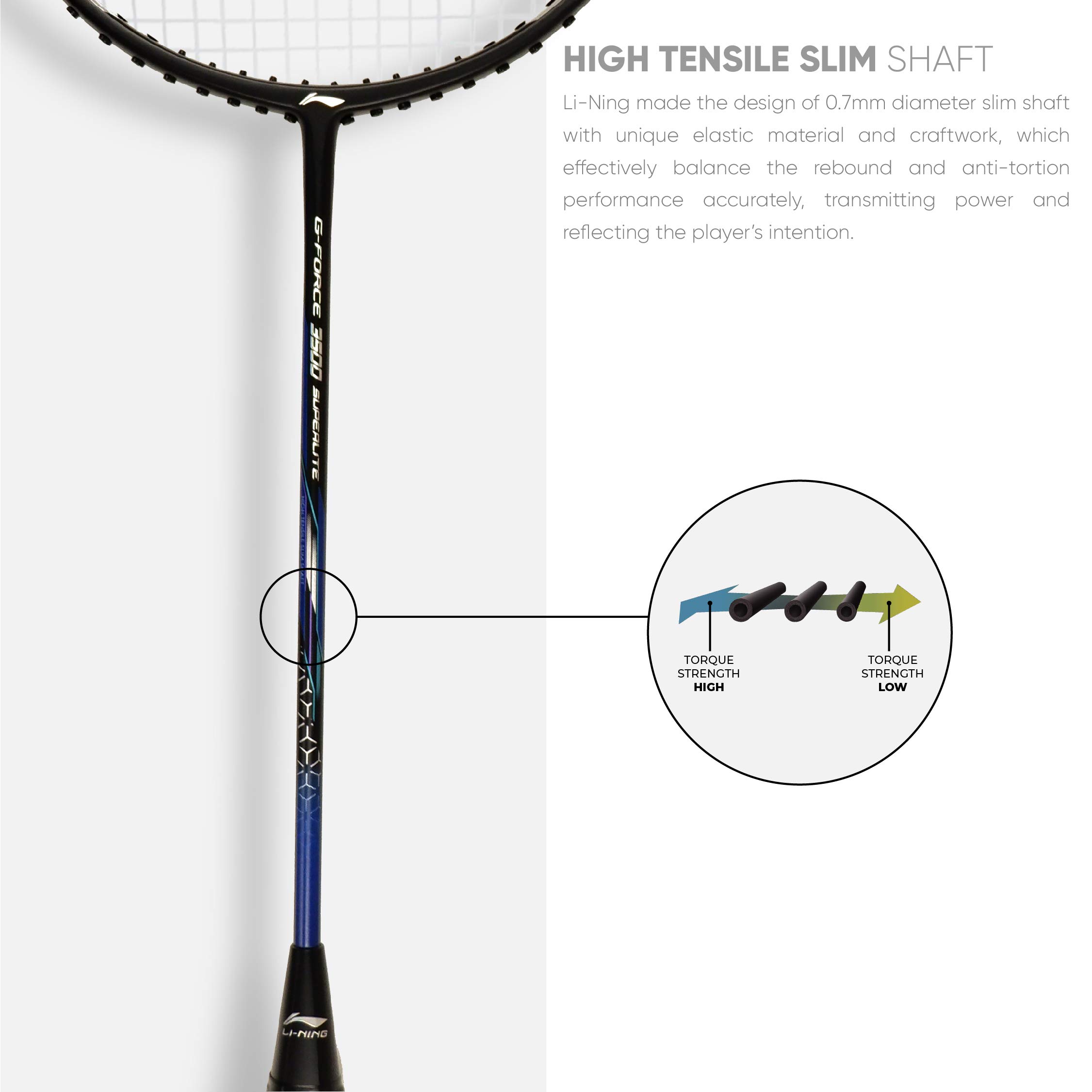 Li-Ning G-Force Superlite 3500 Carbon-Fiber Strung Badminton Racquet with Free Full Cover (Black/Green)