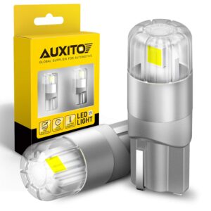 auxito 194 led bulbs white, super bright 1:1 size, license plate light 168 2825 w5w t10 error free car bulbs for dome map door courtesy side marker cornering trunk light (pack of 2)