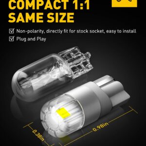 AUXITO 194 LED Bulbs White, Super Bright 1:1 Size, License Plate Light 168 2825 W5W T10 Error Free Car Bulbs for Dome Map Door Courtesy Side Marker Cornering Trunk Light (Pack of 2)