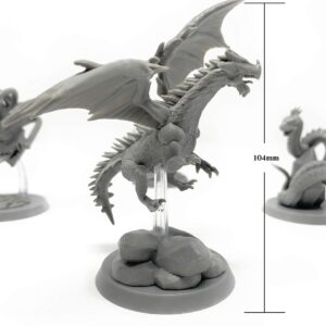 Citadel Black Colossal Onslaught Miniatures Set - 4 Pack - Large 50mm Base, D&D BBEG Unpainted Minis, Includes Dragon, Lich, Beholder, Basilisk