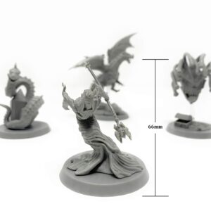 Citadel Black Colossal Onslaught Miniatures Set - 4 Pack - Large 50mm Base, D&D BBEG Unpainted Minis, Includes Dragon, Lich, Beholder, Basilisk