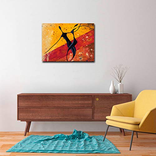 GUYUEHU Abstract Modern Dancers Wall Art Oil Paintings Living Room Decor Canvas Pictures Prints African American Couple Frame Poster Studio Showroom Dorm Bedroom Home Decoration 16x20 inch