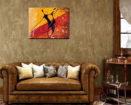 GUYUEHU Abstract Modern Dancers Wall Art Oil Paintings Living Room Decor Canvas Pictures Prints African American Couple Frame Poster Studio Showroom Dorm Bedroom Home Decoration 16x20 inch