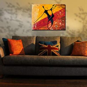 GUYUEHU Abstract Modern Dancers Wall Art Oil Paintings Living Room Decor Canvas Pictures Prints African American Couple Frame Poster Studio Showroom Dorm Bedroom Home Decoration 16x20 inch