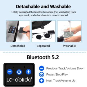 LC-dolida Sleep Headphones Bluetooth Sleep Mask,3D Wireless Music Eye Mask Bluetooth Headband Sleeping Cover Mask for Side Sleepers, Nap, Insomnia, Air Travel, Meditation, Tech Gadgets Unique Gifts