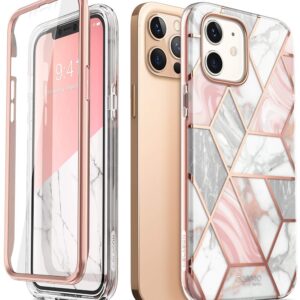 i-Blason Cosmo Series Case for iPhone 12 / iPhone 12 Pro 5G 6.1 inch (2020 Release), Slim Full-Body Stylish Protective Case with Built-in Screen Protector (Marble)