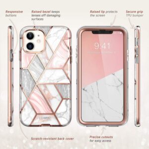 i-Blason Cosmo Series Case for iPhone 12 / iPhone 12 Pro 5G 6.1 inch (2020 Release), Slim Full-Body Stylish Protective Case with Built-in Screen Protector (Marble)