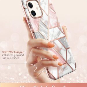 i-Blason Cosmo Series Case for iPhone 12 / iPhone 12 Pro 5G 6.1 inch (2020 Release), Slim Full-Body Stylish Protective Case with Built-in Screen Protector (Marble)