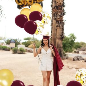 Maroon Gold Graduation Party Decorations 2024/Burgundy Gold Balloons/30pcs Burgundy Gold Birthday Women Maroon Gold Wedding/Fall Bridal Shower Decorations FSU Graduation