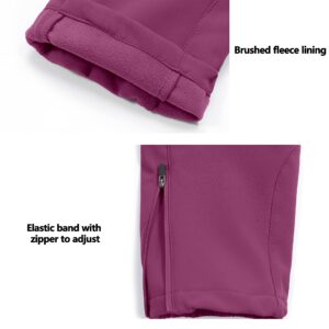 Little Donkey Andy Women’s Winter Hiking Ski Snowboarding Pants, Softshell Pants, Fleece Lined and Water Repellant Purple M