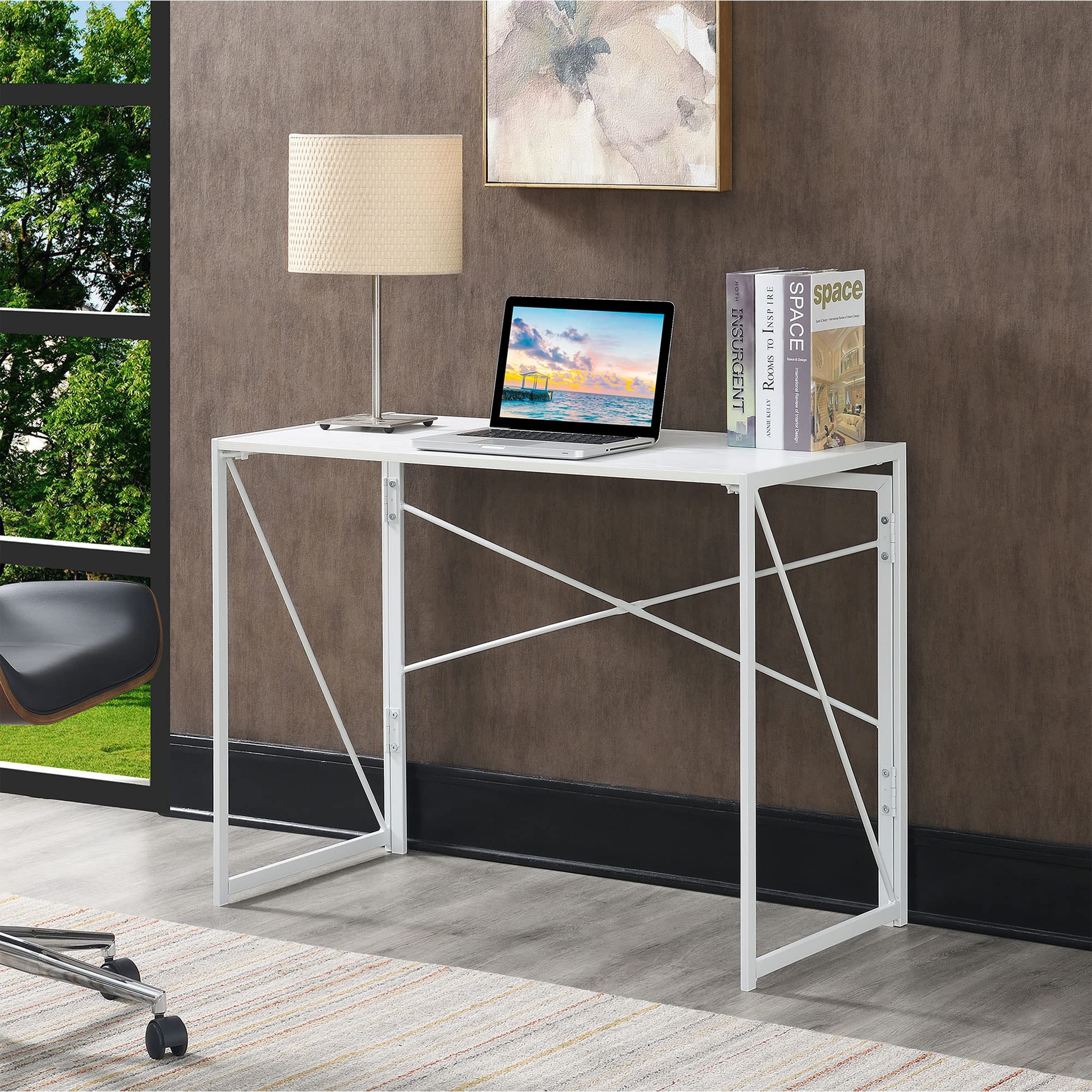 Convenience Concepts Xtra Folding Desk, White/White