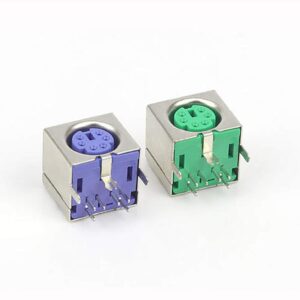 Leyal 10PCS Mini 6PIN Female PCB Mount PS2 Jack Mouse Keyboard Plug Connector (5 Purple+5 Green)