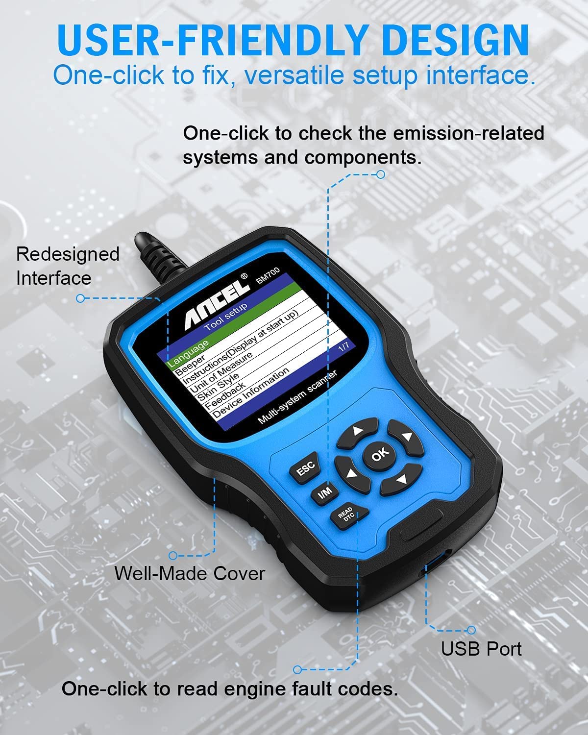 ANCEL BM700 Full Diagnostic Scan Tool Fit for BMW with Case, All Systems OBD2 Scanner Car Battery Registration Code Reader with ABS CBS Oil EPB SAS Fuel Pump Reset