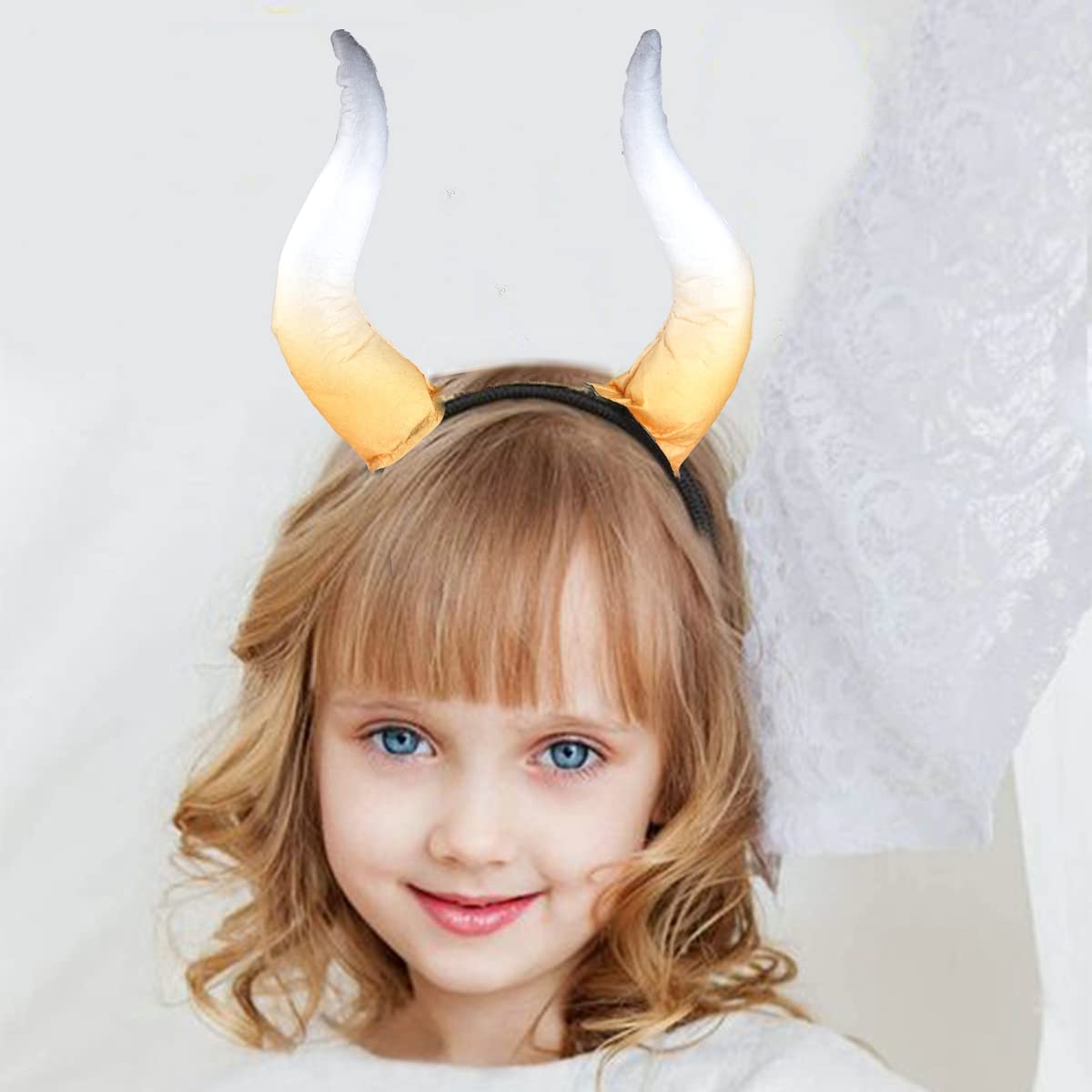 BinaryABC Halloween Large Bull Horns Costume Headband,Halloween Goat Horns Cosplay Costume Accessory,Halloween Party Favor