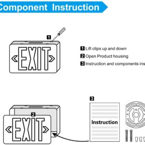 EXITLUX 6 Pack- Led Red LED Exit Signs with Emergency Lights -UL Listed Double Face Hardwired -120/277VAC - US Standard Emergency Exit Sign Lighting For Busniess.