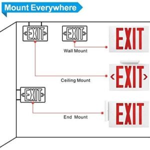 EXITLUX 6 Pack- Led Red LED Exit Signs with Emergency Lights -UL Listed Double Face Hardwired -120/277VAC - US Standard Emergency Exit Sign Lighting For Busniess.