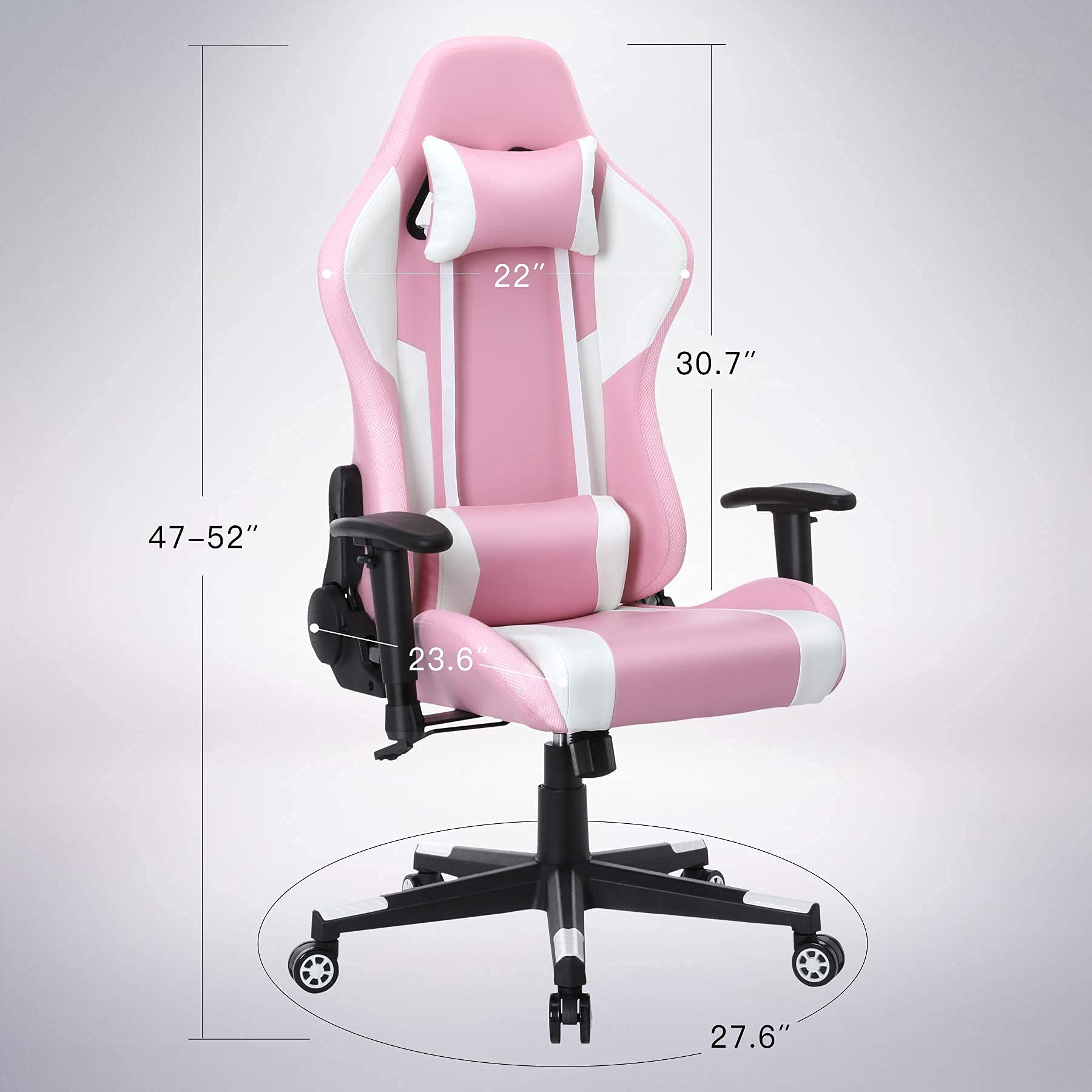 Gaming Chair with Bluetooth Speakers RGB LED Lights, Music Video Game Chair, Ergonomic PU Leather High Back Computer Chair, Adjustable Reclining Racing Office Swivel Chair for Adult Teens, Pink