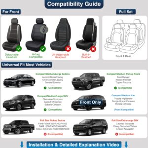 OASIS AUTO Car Seat Covers Premium Waterproof Faux Leather Cushion Universal Accessories Fit SUV Truck Sedan Automotive Vehicle Auto Interior Protector Full Set (OS-004 Black&Gray)