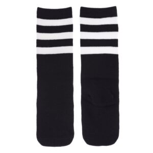 American Trend Kids Socks Knee High Uniform Sports Soccer Socks Stripes Tube Socks for Child Boys Girls 1 Pack Black & White