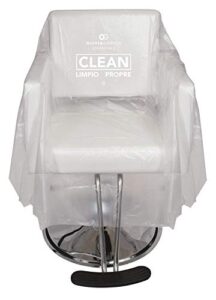 og essentials clear tear resistant disposable chair covers (71" x 59") for salons, spas, barbers, and others 25pk
