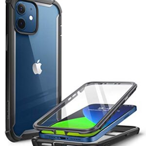 i-Blason Ares Series Designed for iPhone 12 Mini Case (2020), Dual Layer Rugged Clear Bumper Case with Built-in Screen Protector (Black)