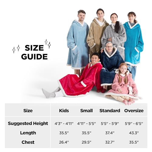 Bedsure Wearable Blanket Hoodie with Sleeves - Sherpa Hooded Blanket Adult as Gifts for Mom Women Girlfriend, Winter Sweatshirt Blanket Standard Navy