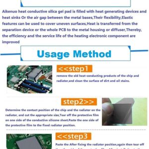 Thermal Pad 2mm, 200x200x2mm 6W/m.k Thermal Conductivity,with Good efficient Heat Dissipation Performance,for Laptop Heatsink/CPU/GPU/SSD/IC/LED Cooler