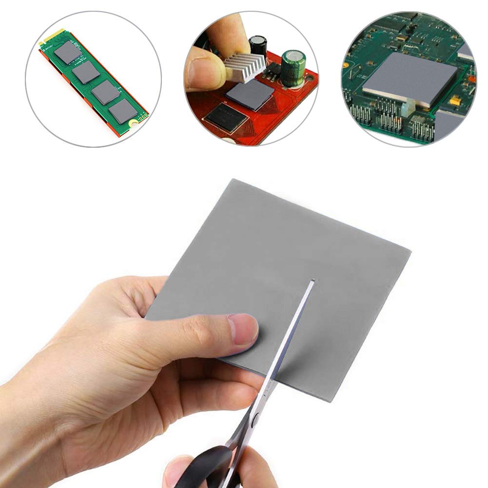 Thermal Pad 2mm, 200x200x2mm 6W/m.k Thermal Conductivity,with Good efficient Heat Dissipation Performance,for Laptop Heatsink/CPU/GPU/SSD/IC/LED Cooler