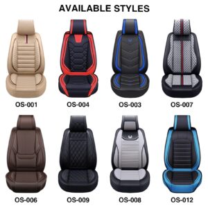 OASIS AUTO Car Seat Covers Premium Waterproof Faux Leather Cushion Universal Accessories Fit SUV Truck Sedan Automotive Vehicle Auto Interior Protector Full Set (OS-004 Black&Red)