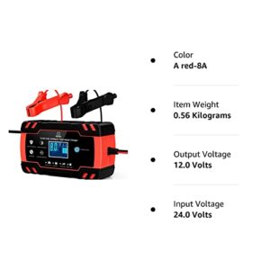 4 Modes Car Battery Charger, 24V/12V Battery Charger Automotive, 4A/8A LCD Battery Charger Switching Automatically from Fast Charging to Trickle Charging for AGM Lead-Acid Batteries