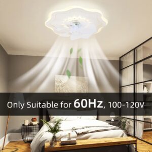 IYUNXI Led Ceiling Light Fan Flower-shaped 3-Color Dimmable Acrylic Multifunction Ceiling Light with Fan Adjustable Wind Speed Brightness with Remote Control 72W 18.5In for Bedroom,Living Room