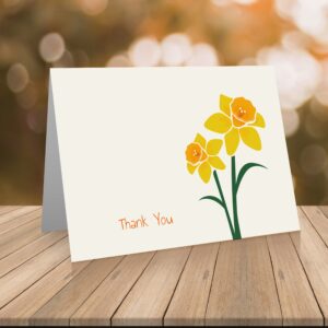 Daffodil Thank You Cards (24 Foldover Cards and Envelopes)