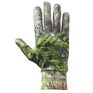 nomad mens nwtf glove | lightweight camo gloves - touch pad fingers, mossy oak obsession, large-x-large