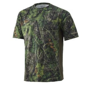 nomad mens pursuit short sleeve shirt, hunting shirt w/sun protection, mossy oak shadowleaf, large