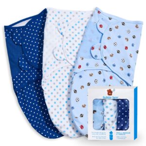 3 Pack Baby Swaddle 0-3 Months - Infant Adjustable Newborn Swaddles Blanket Baby Girl Boy, Swaddling Wrap Blanket Sleep Sack for Newborn-Blue