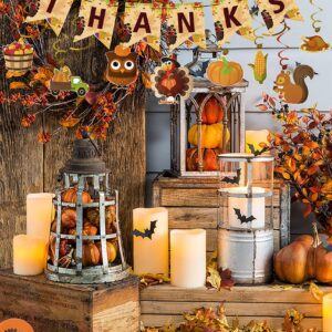 34 Pieces Thanksgiving Party Decorations Set - Fall GIVE THANKS Banner Autumn Theme Hanging Swirls Honeycomb Paper Balloons Maple Leaves Confetti Decor Supplies Cutouts