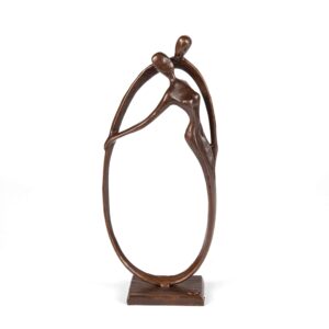 danya b. circle of love bronze sculpture - contemporary home decor - modern and elegant couple embrace of eternal love for wedding, anniversary, birthday or gift of love