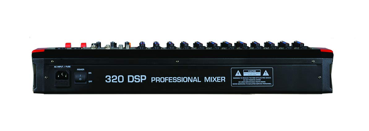 Audio2000'S AMX7374 12-Channel Audio Mixer with 320 DSP Sound Effects, Stereo Sub Out with Sub-Out Level-Control Fader, Level-Control Faders on All Channels, and USB/Computer Interface