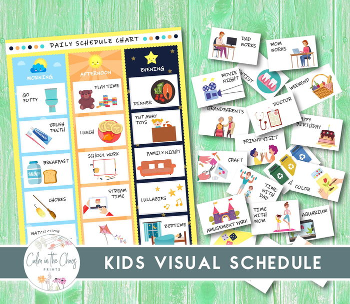 Kids Daily Activity Schedule Printable - Visual Schedule for Kids Chores and Activities - Daily Routine Flowcart for Children